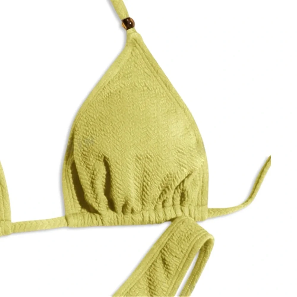 Yellow Lime Green Women’s Bikini Top and Bottom Set - Beaded top | Small | NWT - Picture 3 of 5